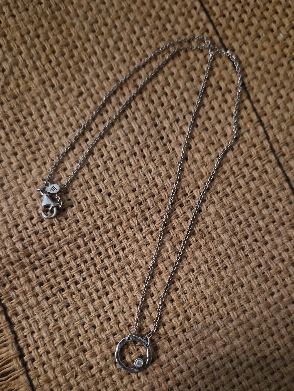 Retired Silpada "Orbiting Moon" Sterling Silver CZ Circle Necklace 🌙